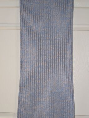 AFRM Ribbed Knit Midi Skirt in Blue and Cream